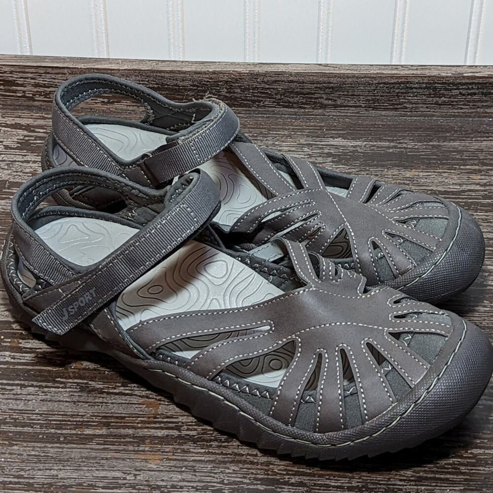 JSport by Jambu Women's Gray Poppy Sport Sandal Comfort Sole Size 8